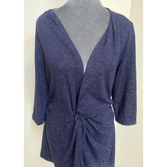 Kiyonna Top 0X =10 12 Bellini Blue Star Night Glitter Slimming Versatile $68 - Picture 10 of 16